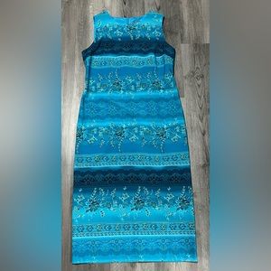 Koret Women’s Summer Dress - Flowers - Bright & Dark Blue - Size 10